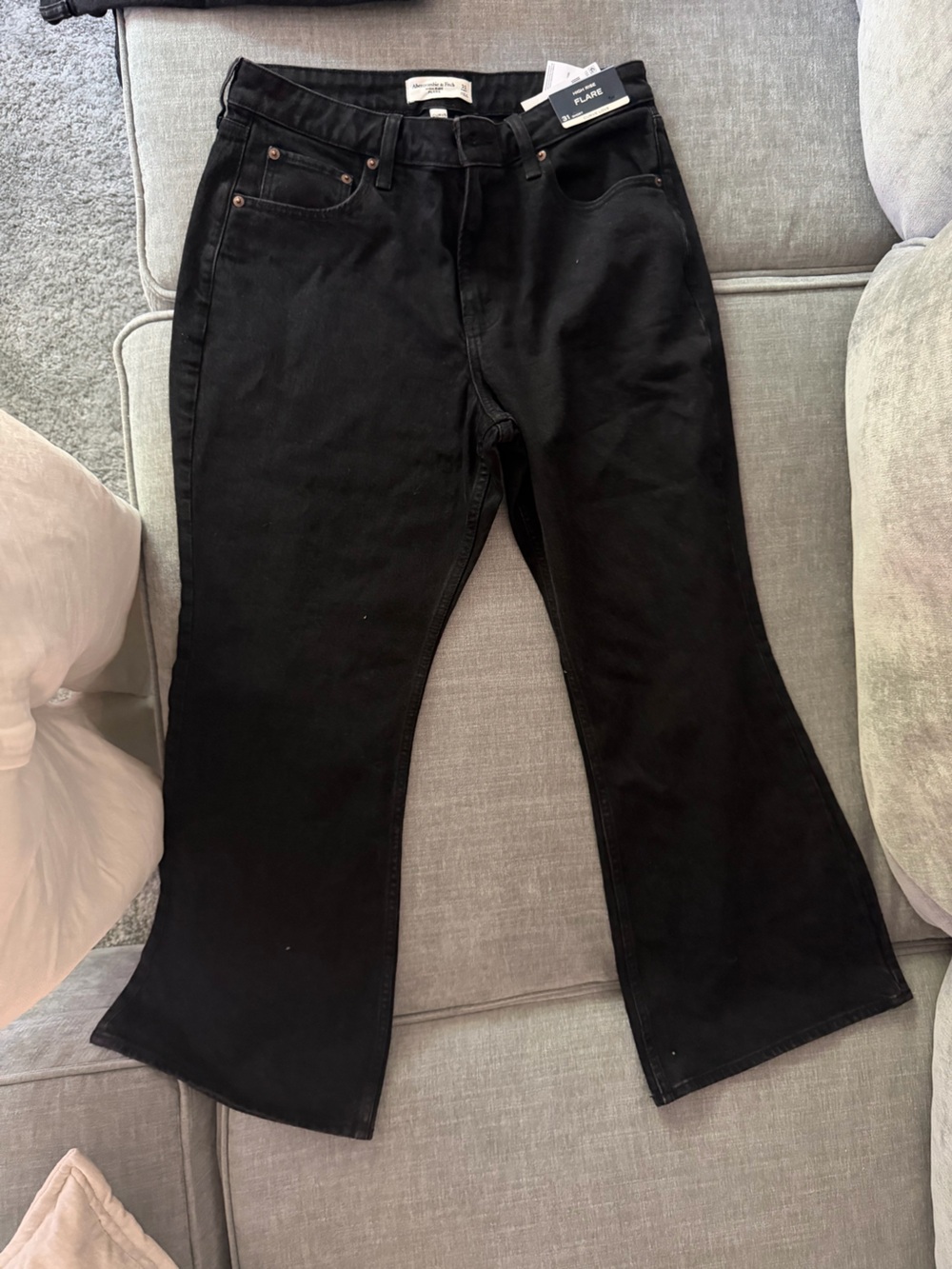 NWT Abercrombie Black Bootcut Short Jeans